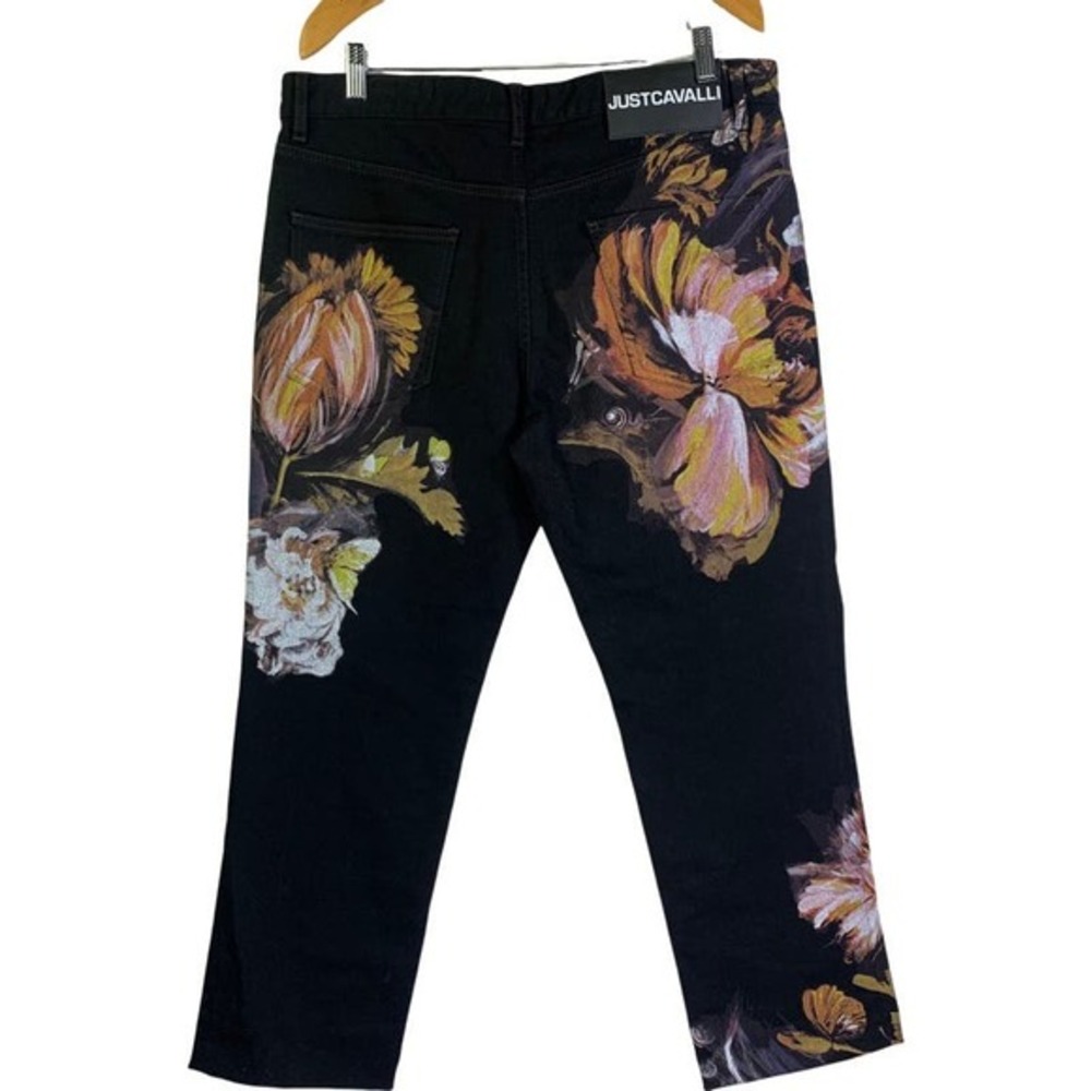 JUSTCAVALLI Roberto London Floral Straight High‎ Waisted Painted Jeans - Picture 8 of 15